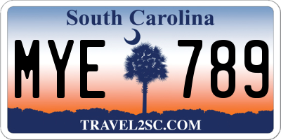SC license plate MYE789