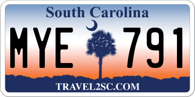 SC license plate MYE791