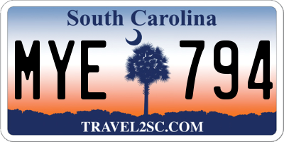 SC license plate MYE794