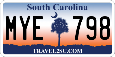 SC license plate MYE798