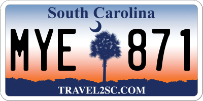 SC license plate MYE871