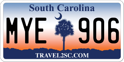 SC license plate MYE906