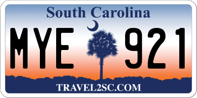 SC license plate MYE921