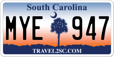 SC license plate MYE947