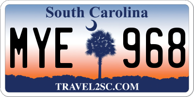 SC license plate MYE968