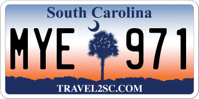 SC license plate MYE971