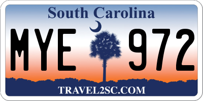 SC license plate MYE972