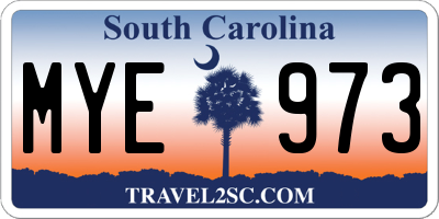 SC license plate MYE973