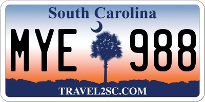 SC license plate MYE988