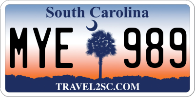 SC license plate MYE989