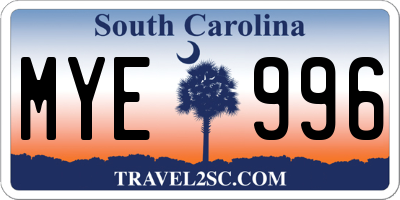 SC license plate MYE996