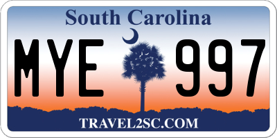 SC license plate MYE997