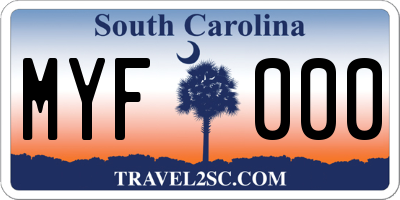 SC license plate MYF000