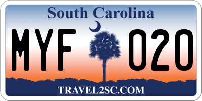 SC license plate MYF020