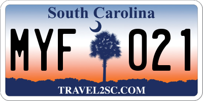 SC license plate MYF021