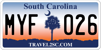 SC license plate MYF026