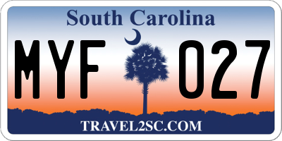 SC license plate MYF027