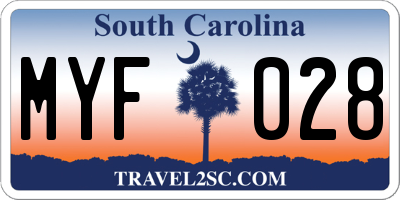 SC license plate MYF028