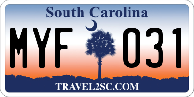 SC license plate MYF031