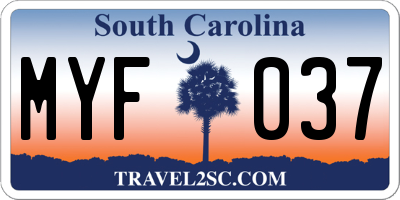 SC license plate MYF037