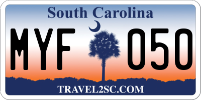 SC license plate MYF050
