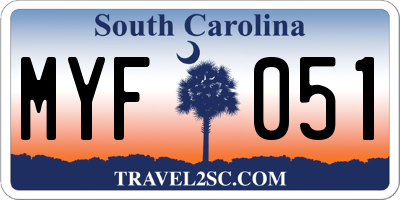 SC license plate MYF051