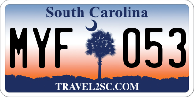 SC license plate MYF053