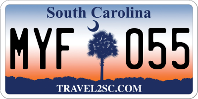 SC license plate MYF055