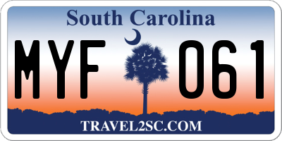 SC license plate MYF061