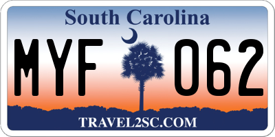 SC license plate MYF062