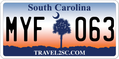 SC license plate MYF063