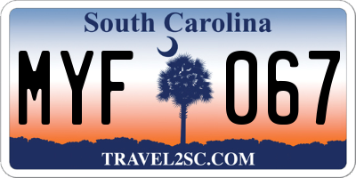 SC license plate MYF067