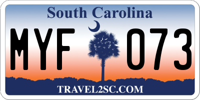 SC license plate MYF073