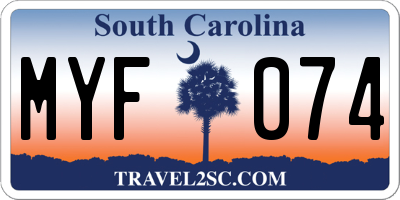 SC license plate MYF074