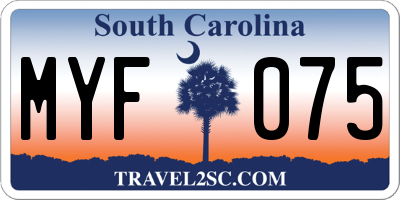 SC license plate MYF075
