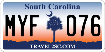 SC license plate MYF076