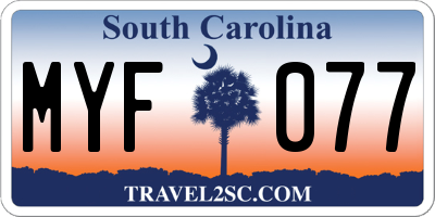 SC license plate MYF077