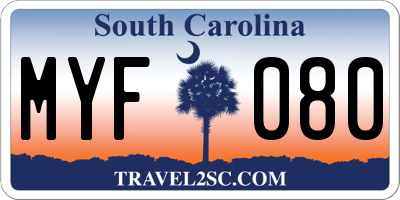 SC license plate MYF080