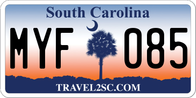 SC license plate MYF085