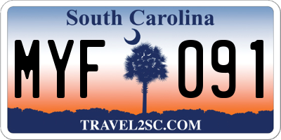 SC license plate MYF091