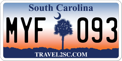 SC license plate MYF093