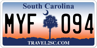 SC license plate MYF094