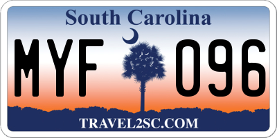 SC license plate MYF096