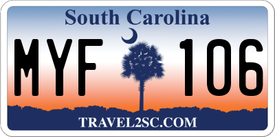 SC license plate MYF106