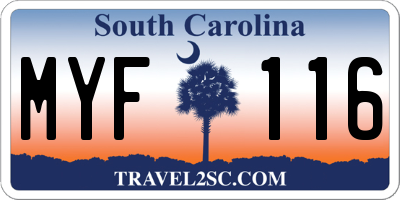 SC license plate MYF116