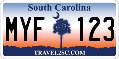 SC license plate MYF123