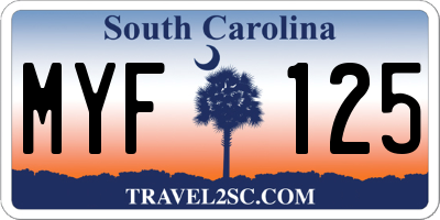 SC license plate MYF125