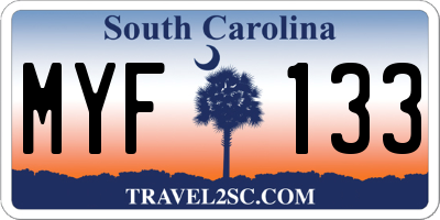 SC license plate MYF133