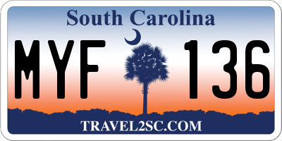 SC license plate MYF136
