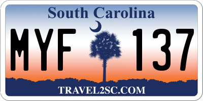 SC license plate MYF137